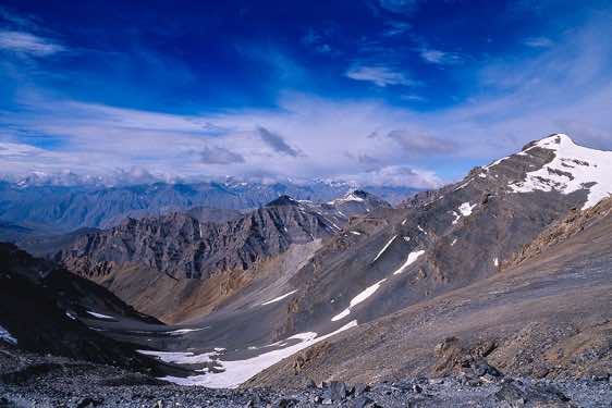 View from the top of Parang La pass, 5578m, Spiti to Ladakh Trek