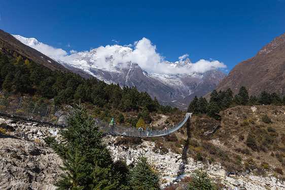 Suspension bridge on route from Shyala to Sama (Samagaon), Buri Gandaki Valley