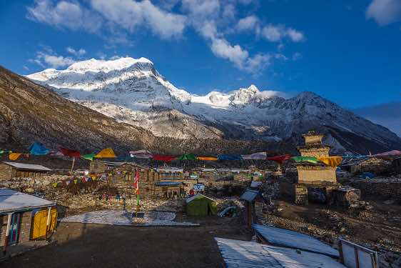 Naike Peak, 6211m, seen from Sama (Samagaon) village, Buri Gandaki Valley