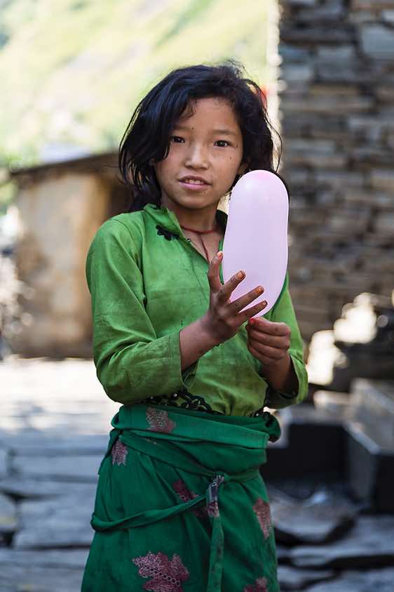 Girl with balloon, Buri Gandaki Valley