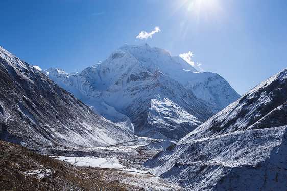 Mount Pang Puchi, 6377m, on ascent from Samdo to Dharamsala (Larkye Phedi)