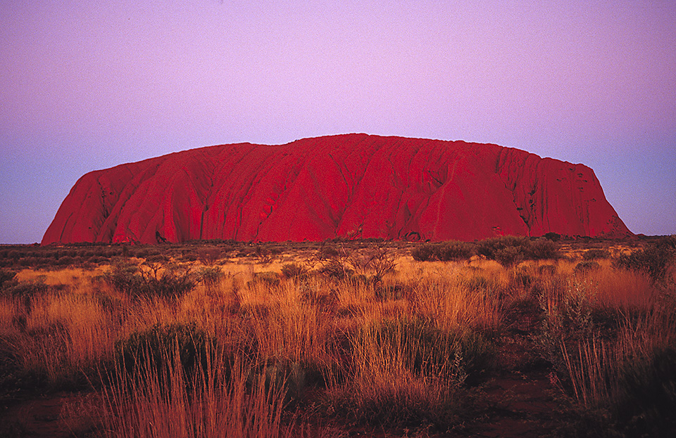 Ayers Rock (Uluru) seen at sunset, Kata Tjuta National Park, Northern Territory