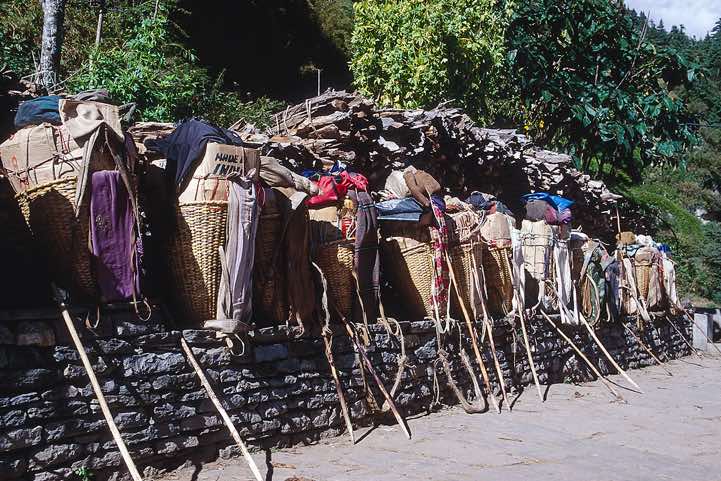 A rock wall, or chautara, built as a resting place for porters