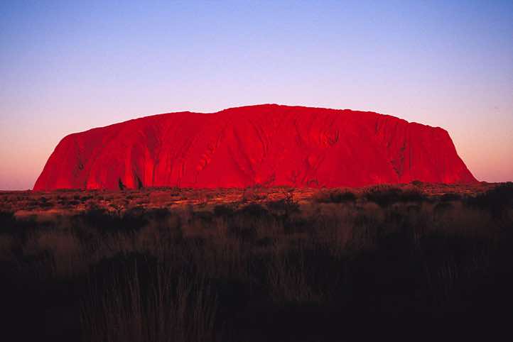 Ayers Rock (Uluru) seen at sunset, Kata Tjuta National Park, Northern Territory