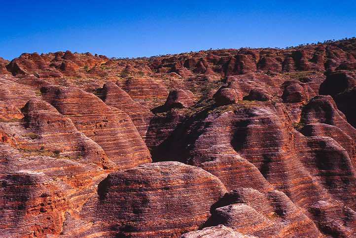 An aerial view of the Bungle Bungle Range in the Purnululu National Park, Western Australia