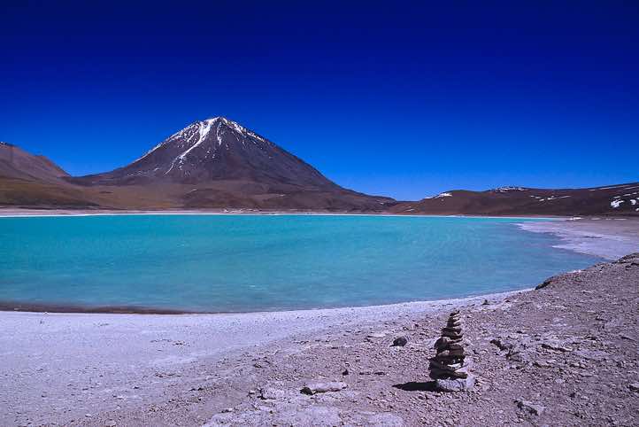 Laguna Verde, 4300m, and the volcano Licancabur, 5920m