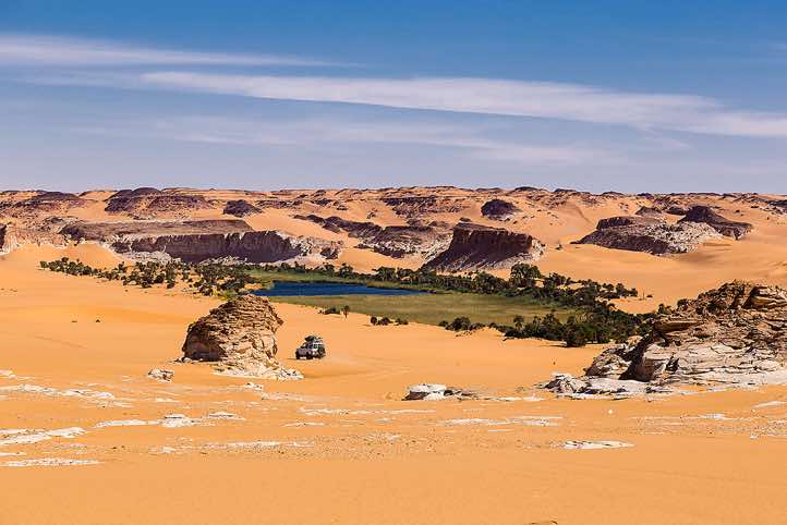 Freshwater Lake Bokou, Ounianga Serir series of lakes, Ennedi region, Sahara desert, northern Chad