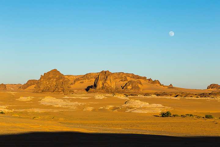 Desert landscape near campsite in late afternoon light