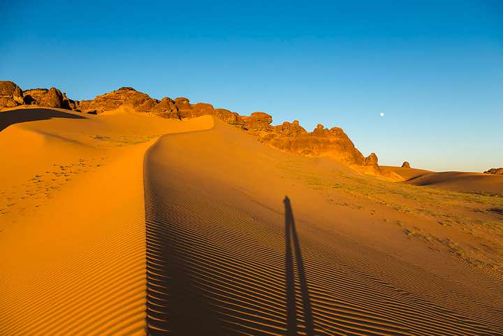 Sand dune near campsite in late afternoon light