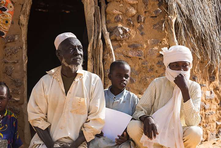 Village chief with his family, Ennedi Mountains, northeastern Chad