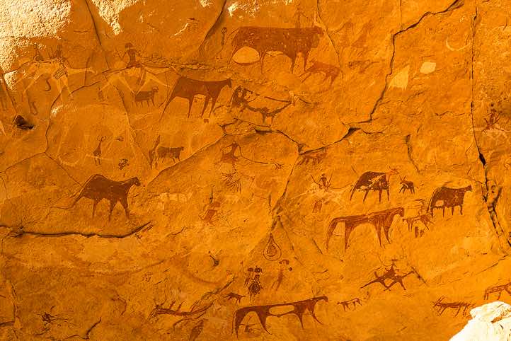 Rock paintings, Manda Guéli Cave, Ennedi, northeastern Chad