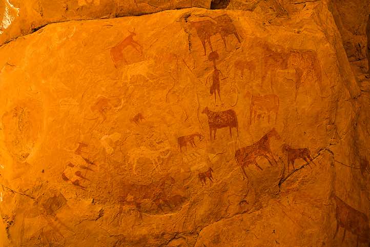 Rock paintings, Manda Guéli Cave, Ennedi, northeastern Chad