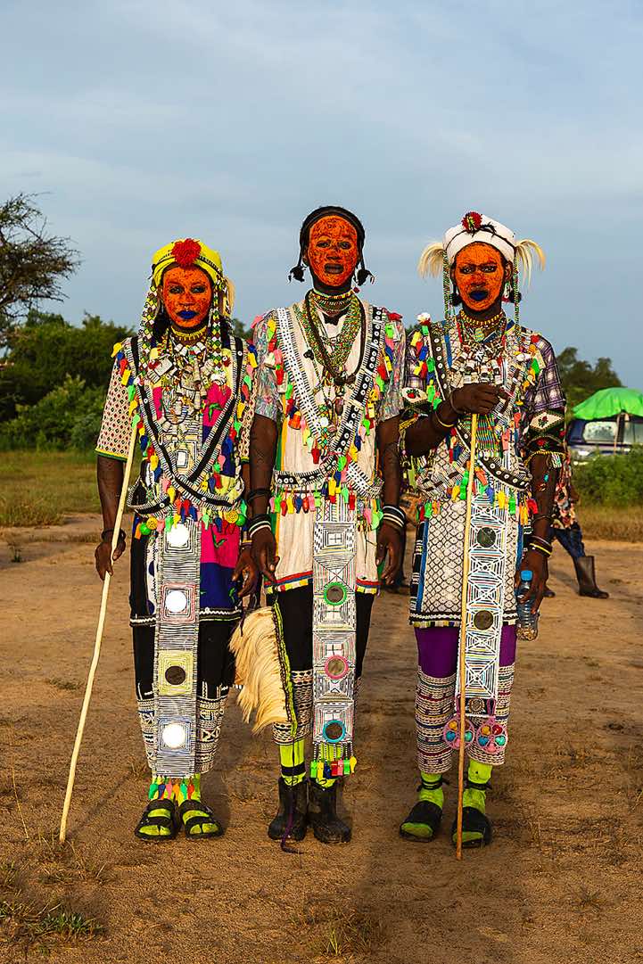 Wodaabe (Bororo) men at the Gerewol festival adorn themselves using an array of colourful face paints