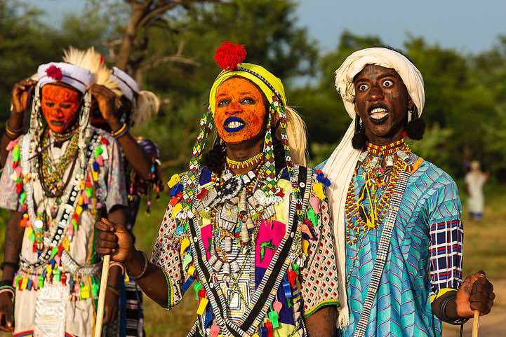 Wodaabe (Bororo) men, performing dances and songs at the Gerewol festival