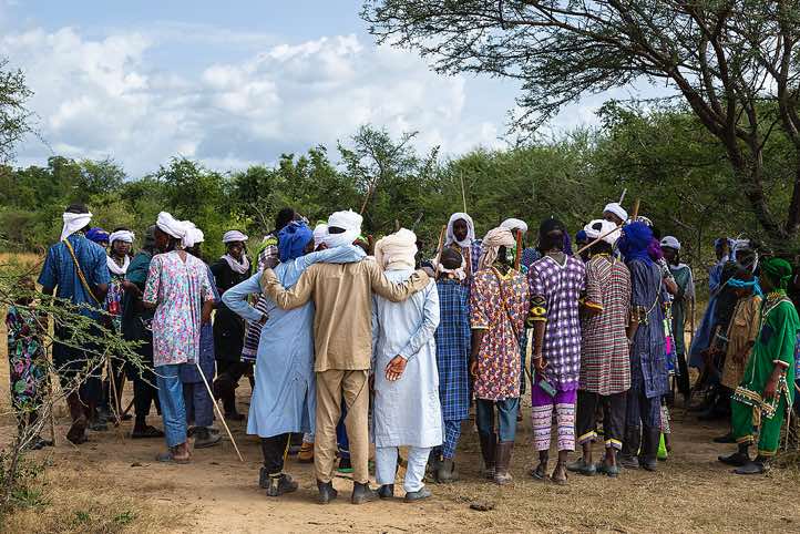 Wodaabe (Bororo) men gather in anticipation of the Gerewol festival performances