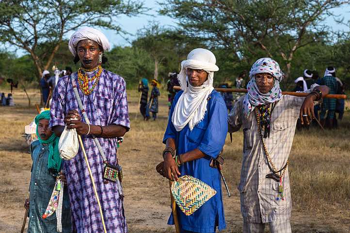 Wodaabe (Bororo) men and boys gather in anticipation of the Gerewol festival performances