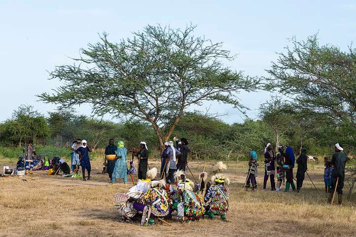 Wodaabe (Bororo) men and boys gather in anticipation of the Gerewol festival performances