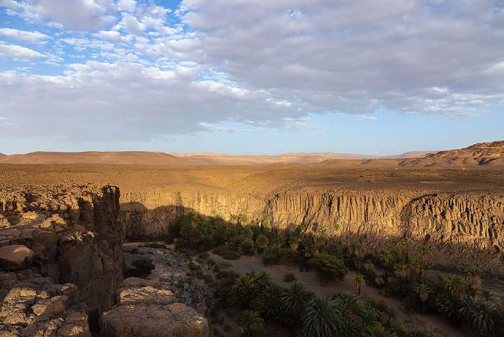 Overlooking the oasis of Yebbi Souma at sunset, Tibesti region