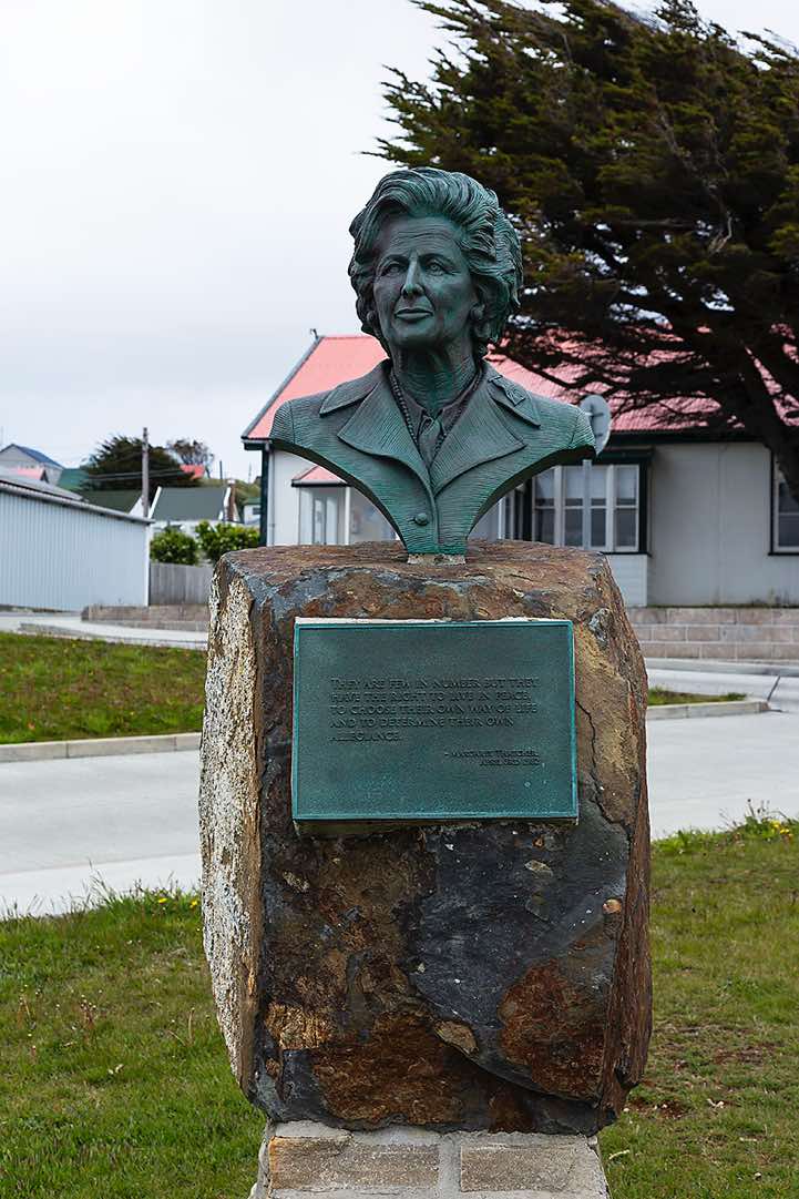 Margaret Thatcher statue in Stanley