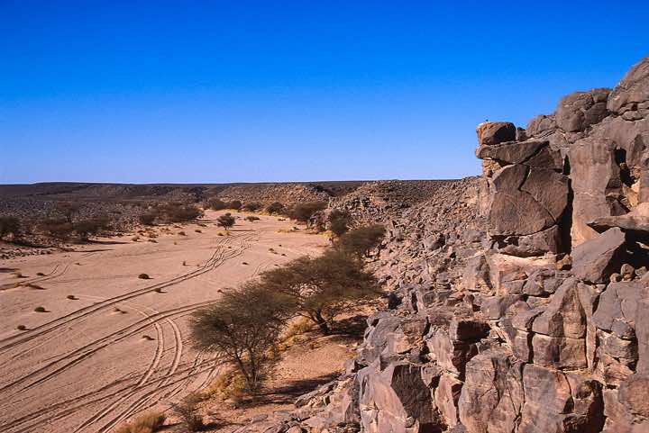 Wadi Matkhandush in the Messak Settafet is famous for its rock carvings