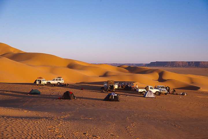 Overnight camp site in the sand dunes, near Germa