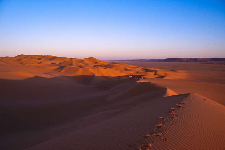 Overnight camp site at sunset, near Germa