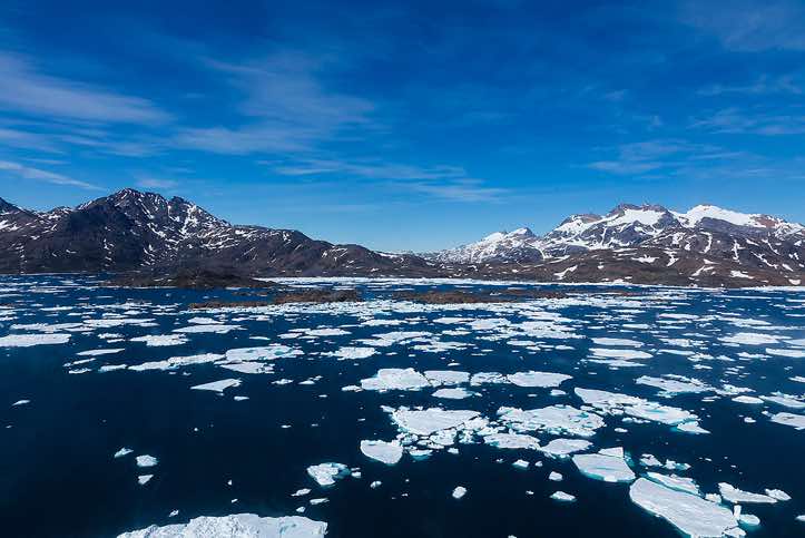 The Tasiilaq Fjord, helicopter flight from Kulusuk Island to Tasiilaq