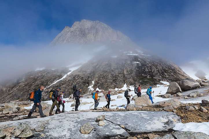 Hiking near Sangmileq Fjord, Ammassalik Island