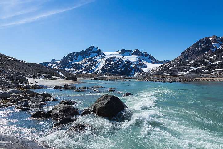 Melting water near Sangmileq Fjord campsite, Ammassalik Island