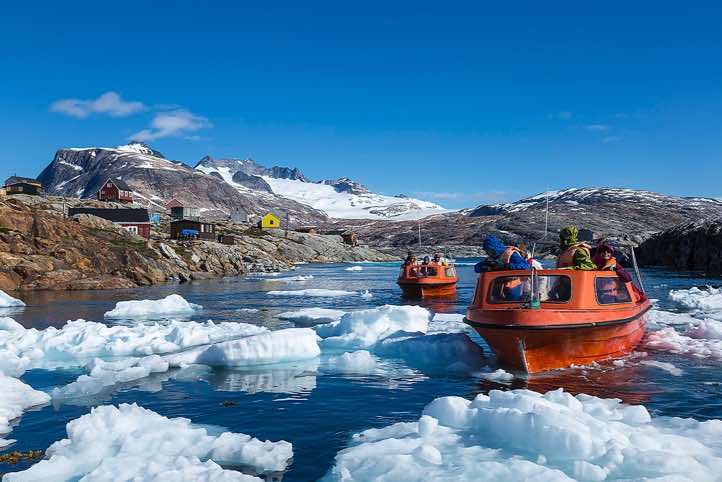 Boats on the Sermilik Fjord, near Tiniteqilaaq settlement