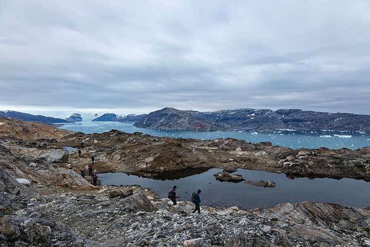 Hiking group near Johan Petersen Fjord