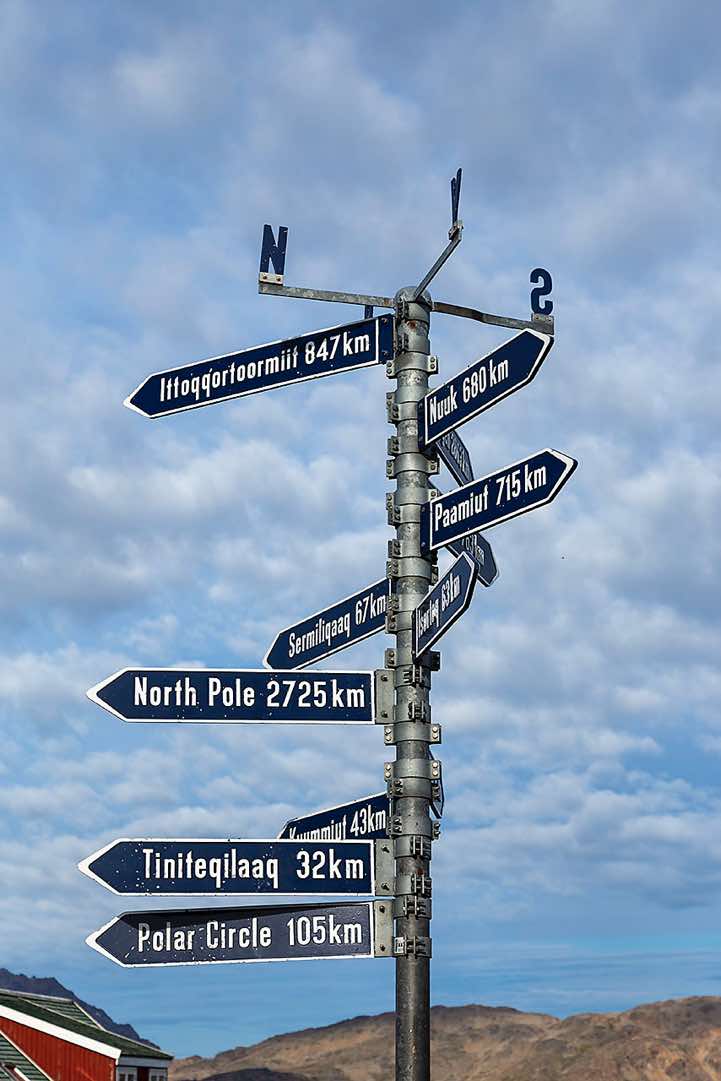 Signpost in Tasiilaq, Ammassalik Island
