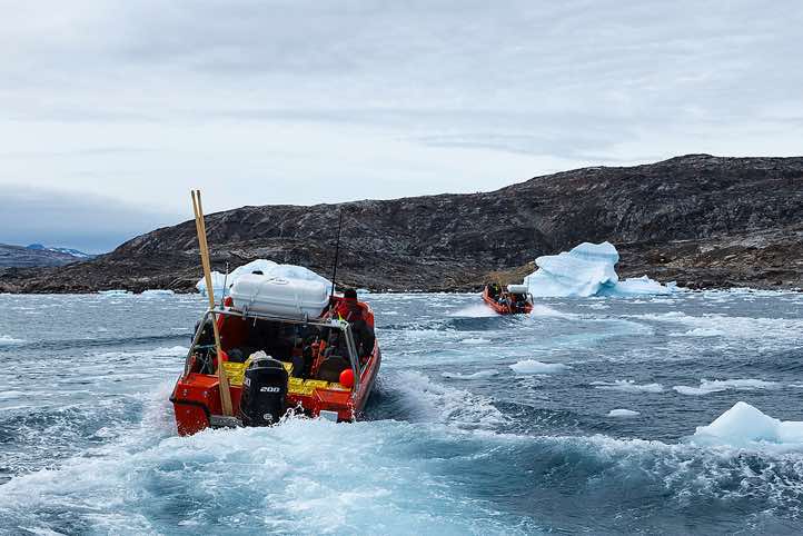 Boats on the Sermilik Fjord