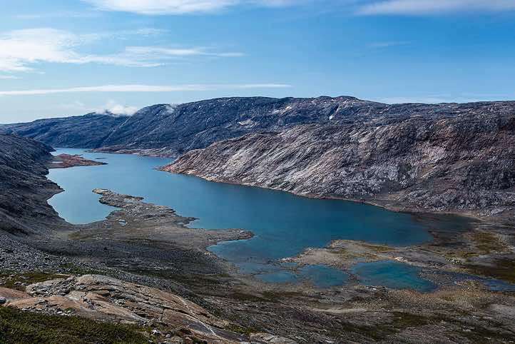 View of Hundefjord (Amitsivartiva Fjord) and campsite