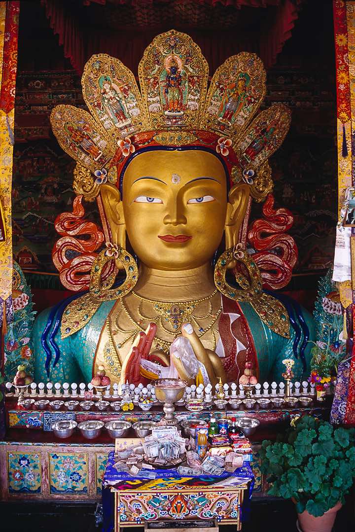 Buddha statue inside Thikse monastery, Ladakh