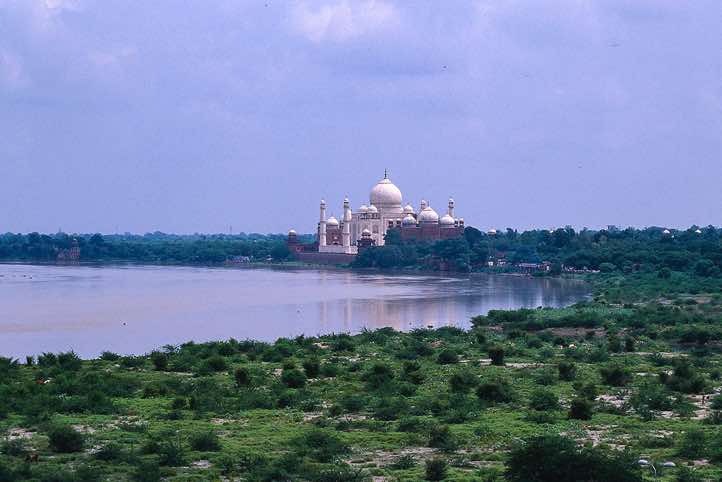Taj Mahal, seen from the red fort, Agra