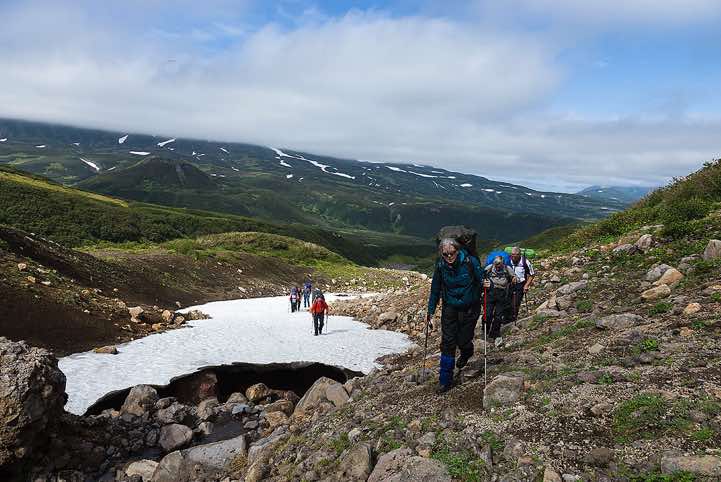 Hiking in the Kamchatka wilderness, Pauzhetka area