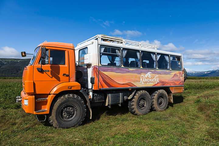 Our sturdy off-road vehicle Kamaz, Ozernaya River