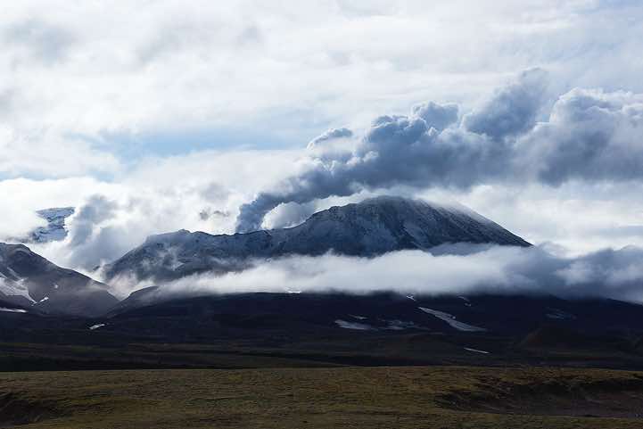 Mutnowsky volcano in clouds