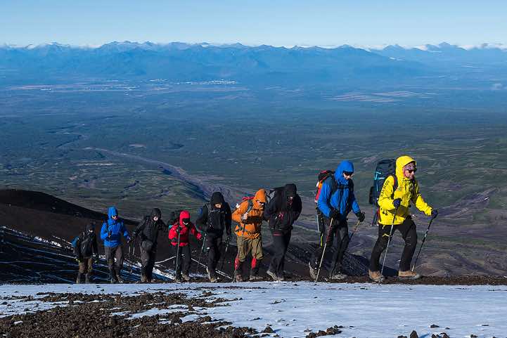 Climbing up Avachinsky volcano