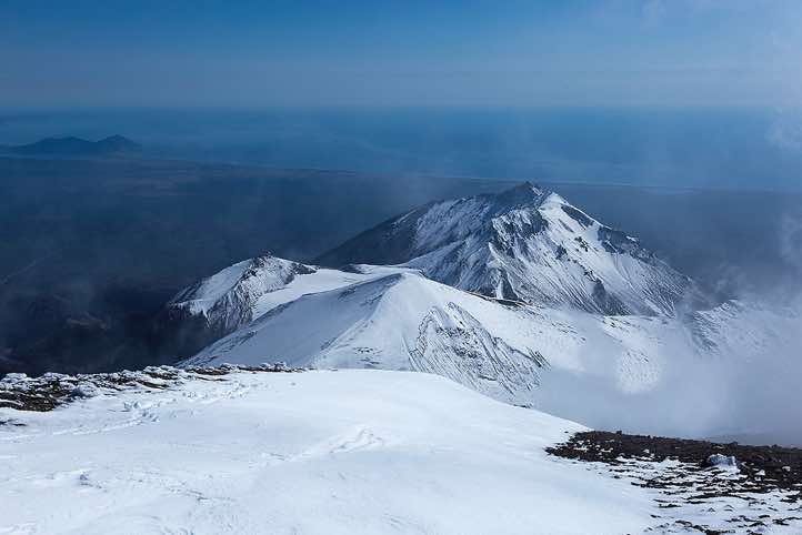 Pacific coastline seen from the top of Avachinsky volcano, 2741m