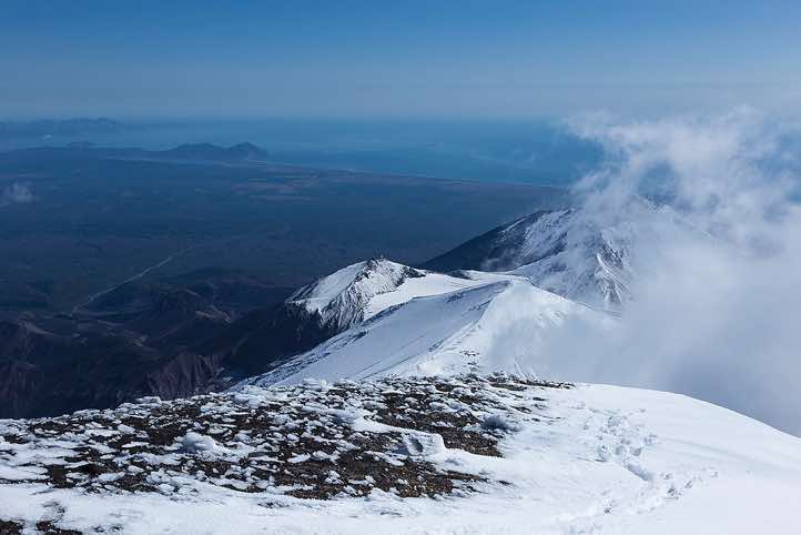 Pacific coastline seen from the top of Avachinsky volcano, 2741m