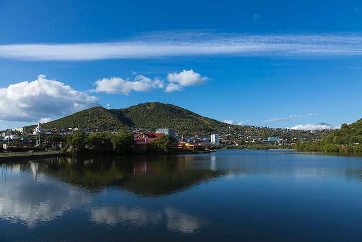 View of Kultuchnoe Lake, city centre of Petropavlovsk-Kamchatsky