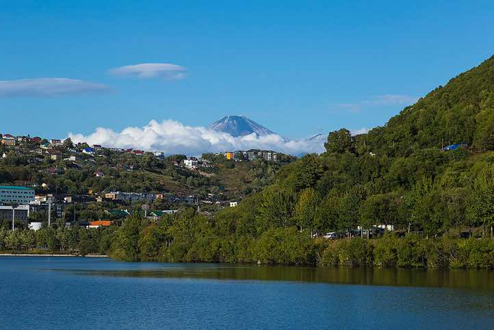 View of Kultuchnoe Lake, city centre of Petropavlovsk-Kamchatsky