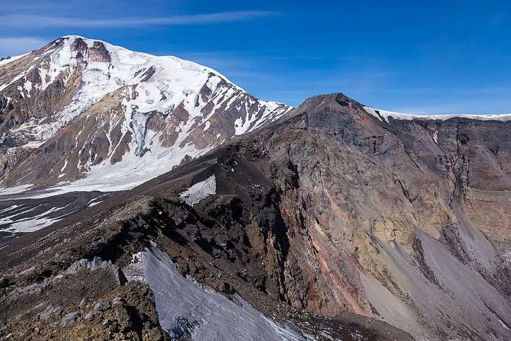 Looking across Plosky Tolbachik crater to Ostry Tolbachik peak, 3682m, Klyuchevskoy Nature Park