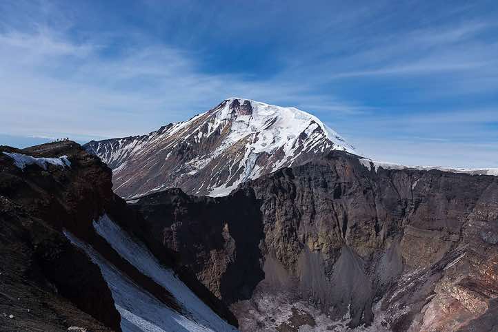Looking across Plosky Tolbachik crater to Ostry Tolbachik peak, 3682m, Klyuchevskoy Nature Park