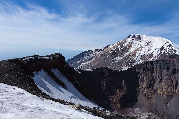Looking across Plosky Tolbachik crater to Ostry Tolbachik peak, 3682m, Klyuchevskoy Nature Park