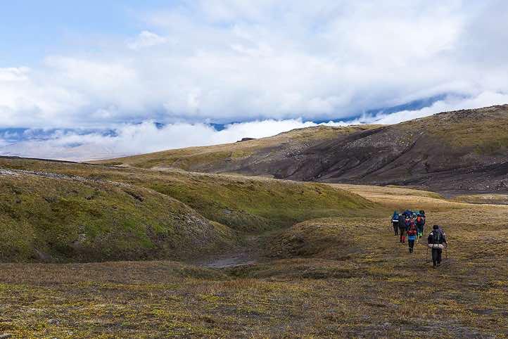 Trekking group, around Tolbachik trek, Klyuchevskoy Nature Park