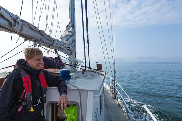 Stephan, boat trip on a sailing yacht, Avacha Bay, Pacific Ocean