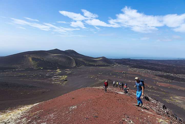Climbing up a small volcanic cone near Tolbachik volcano, Klyuchevskoy Nature Park